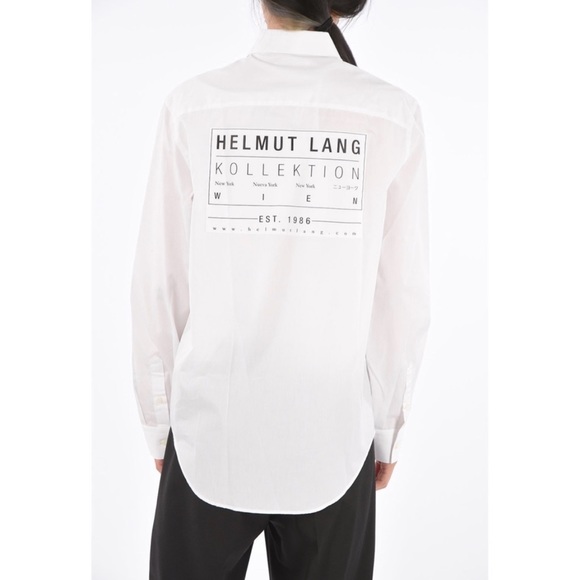 HELMUT LANG Men’s Spread Collar Shirt Monogram Back Patch Size M - Picture 1 of 7